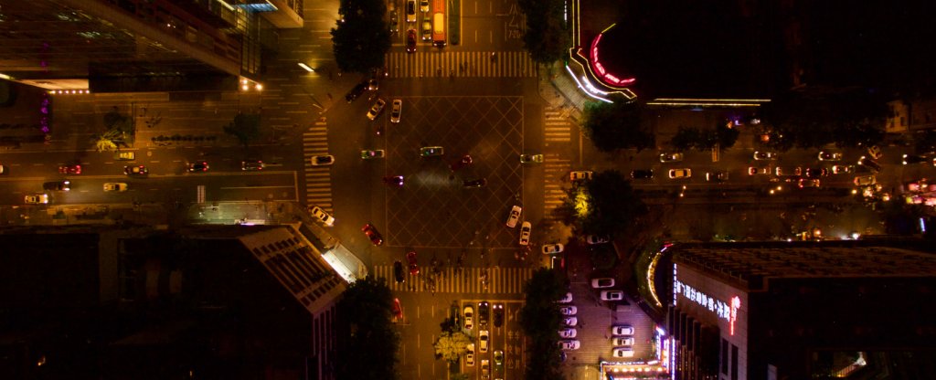 Ночной мегаполис,  - Фото с квадрокоптера