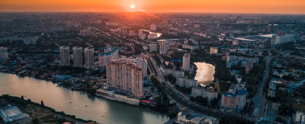 Золотой закат в Краснодаре, Краснодар - Фото с квадрокоптера