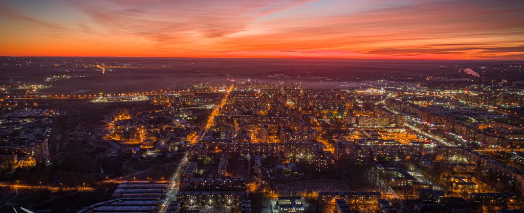 Красные и фиолетовые закаты - большая редкость...,  - Фото с квадрокоптера