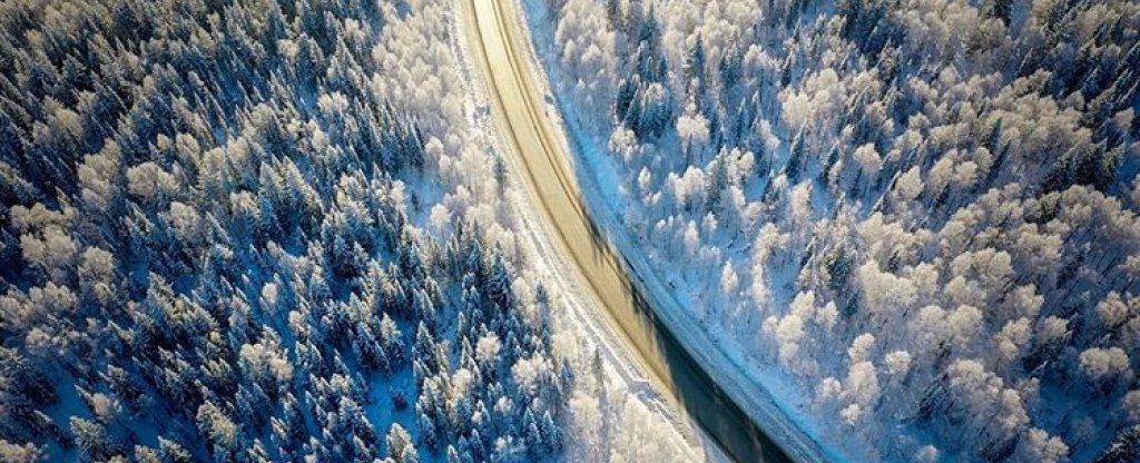 Зимняя дорога,  - Фото с квадрокоптера