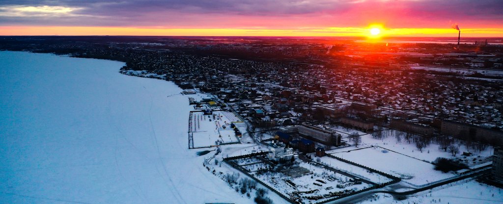 Челябинск, Закат над оз.Смолино,  - Фото с квадрокоптера