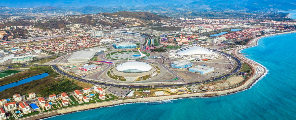 Вид с Имеретинской бухты на Олимпийский парк, Сочи - Фото с квадрокоптера