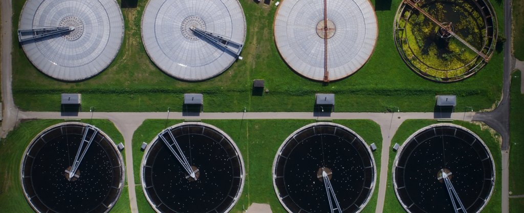 Очистные сооружения,  - Фото с квадрокоптера