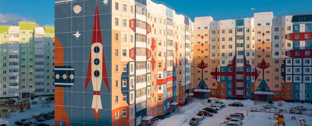 Граффити «Ракета в космос», Нижневартовск - Фото с квадрокоптера