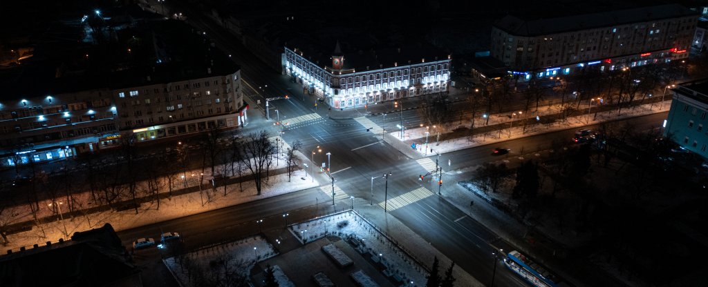 Новое освещение на перекрёстке Ленина-Гончарова, Ульяновск - Фото с квадрокоптера