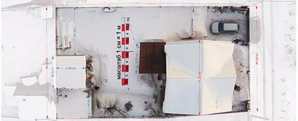 линейка на плане,  - Фото с квадрокоптера