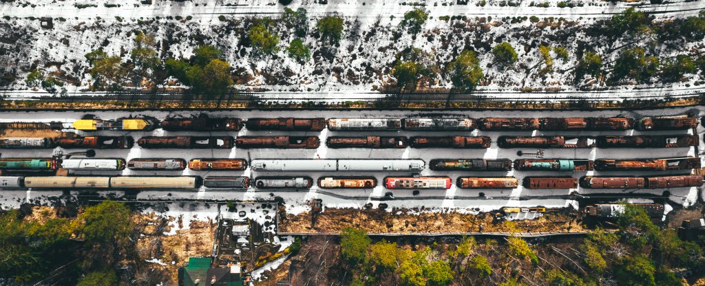 Кладбище поездов, Сосновый Бор - Фото с квадрокоптера