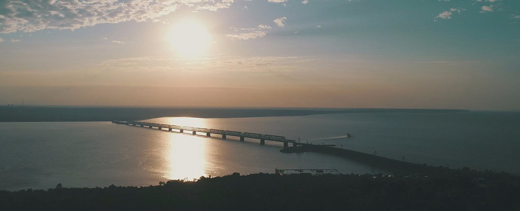 Восход. Волга. Мост., Ульяновск - Фото с квадрокоптера