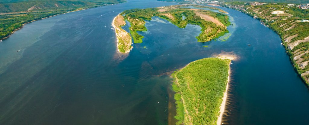 река Волга, Самара - Фото с квадрокоптера