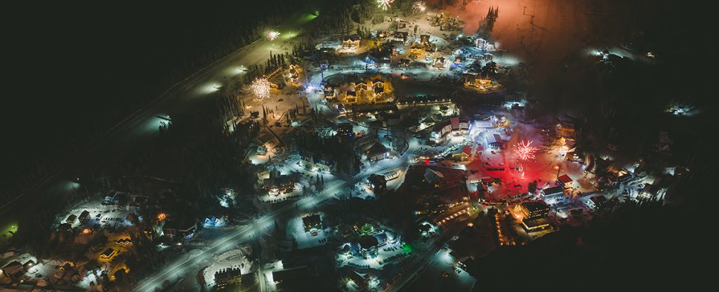 Салют Шерегеш новый год 2023, Шерегеш - Фото с квадрокоптера