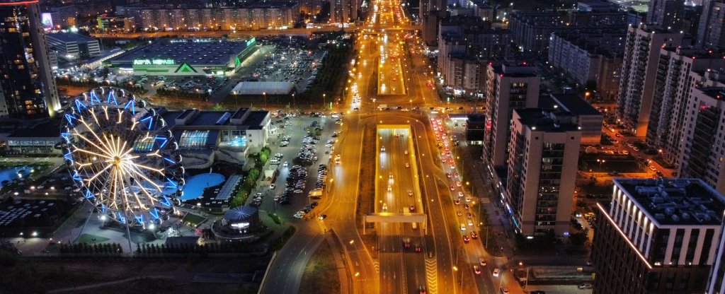 Мост миллен Вечером в Казани,  - Фото с квадрокоптера