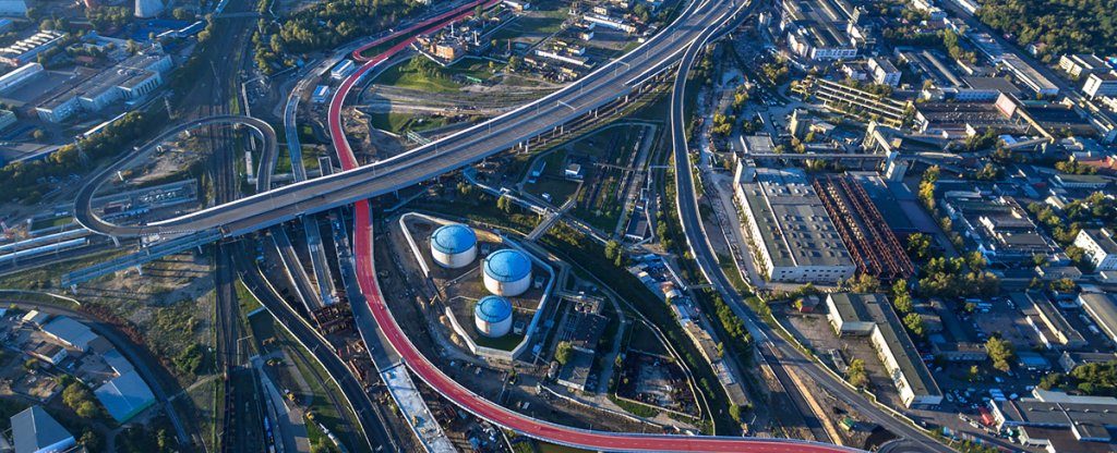Новая эстакада на Андроновской развязке, Москва - Фото с квадрокоптера