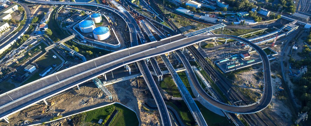 Автомобильная развязка в Москве, Москва - Фото с квадрокоптера