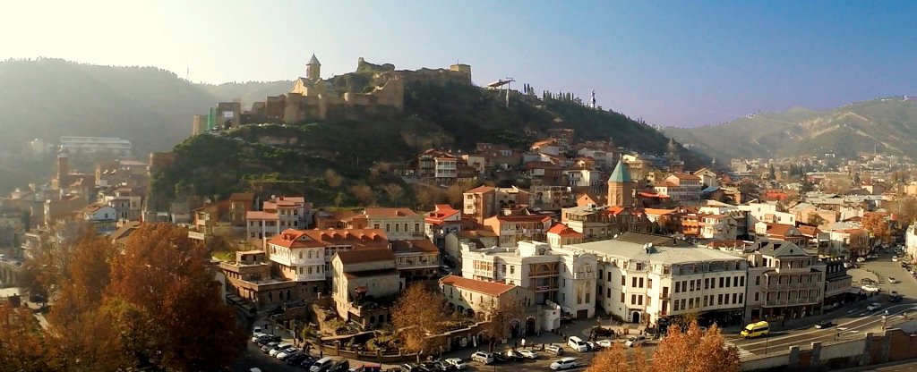 Тбилиси Грузия ноябрь 2016 Старый город,  - Фото с квадрокоптера