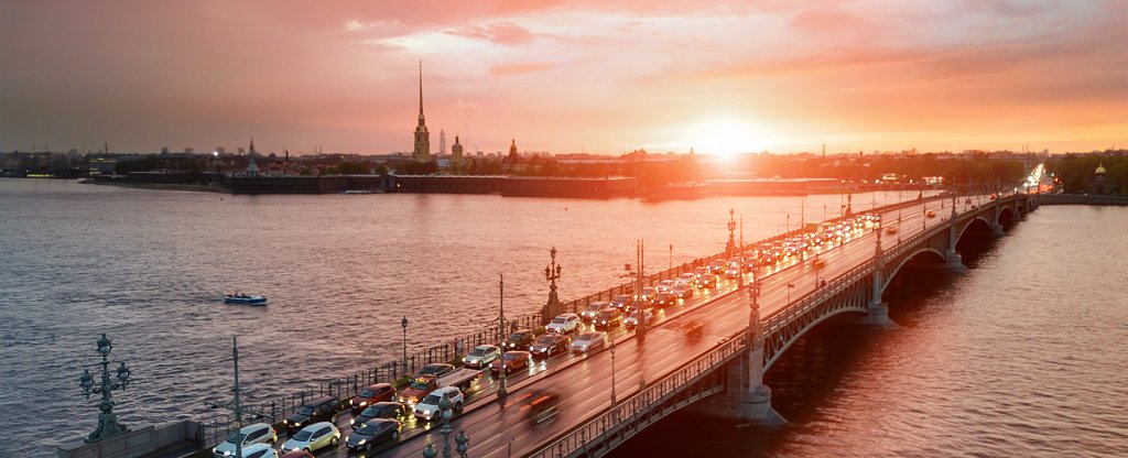 Закат над Троицким мостом., Санкт-Петербург - Фото с квадрокоптера