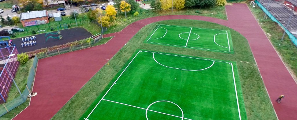 Комплексное строительство объектов. Спортивная площадка., Москва - Фото с квадрокоптера