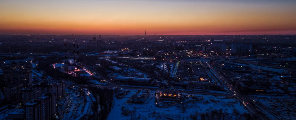 Невский район на закате, Санкт-Петербург - Фото с квадрокоптера
