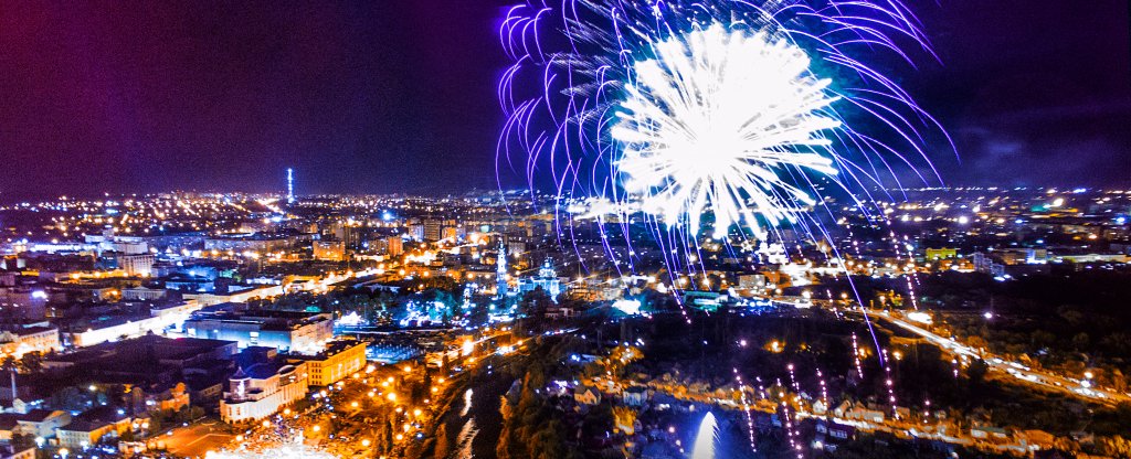 салют на День России, Тамбов - Фото с квадрокоптера