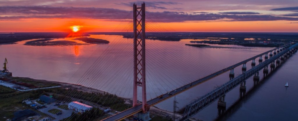 Мост через реку Обь, Сургут - Фото с квадрокоптера