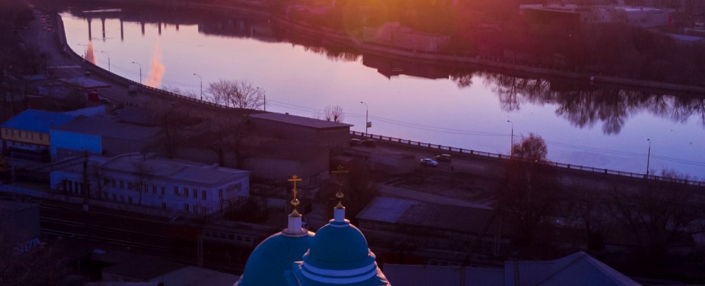 Рассвет в городе,  - Фото с квадрокоптера