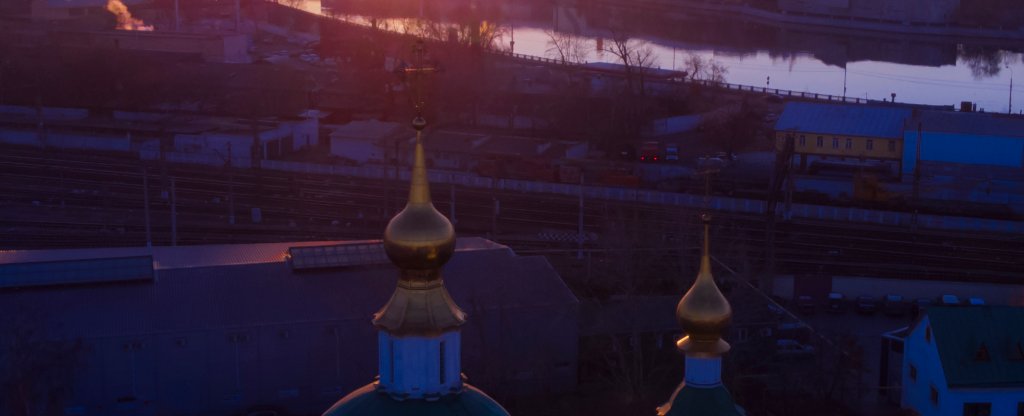 Рассвет в городе,  - Фото с квадрокоптера