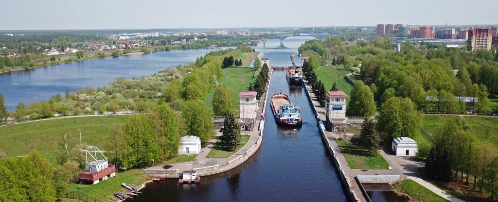 Шлюз в г.Дубна,  - Фото с квадрокоптера